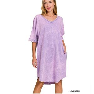 NWT ZENANA Small/ Medium acid wash T-shirt dress